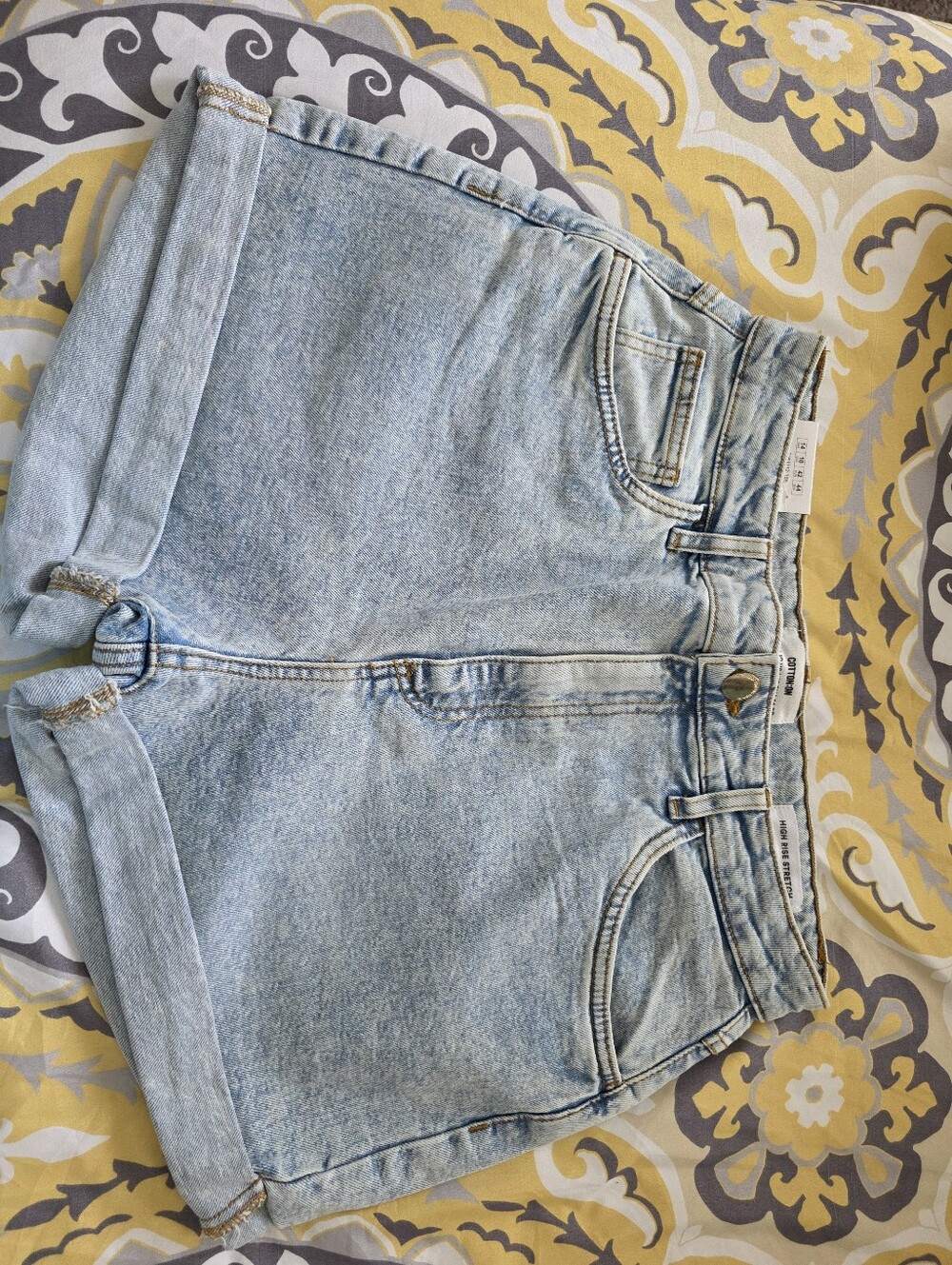 Light Blue High-Waist Denim Shorts - Women